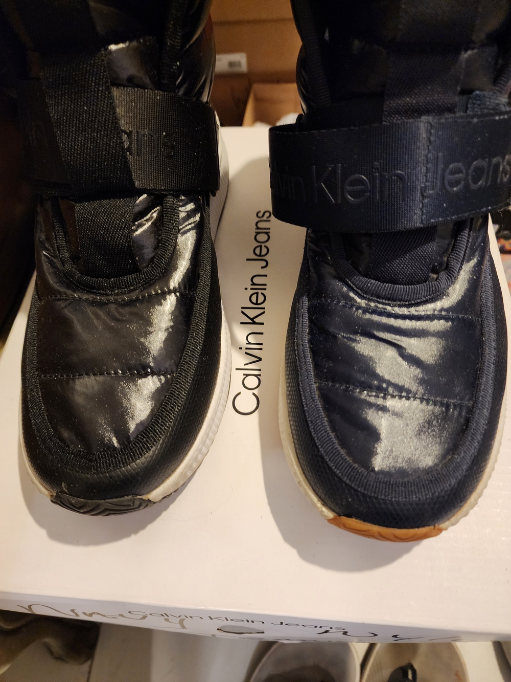 Hi Top Nylon Calvin Klein Jeans Black and Navy  Women Hook-and-Loop Sneakers
